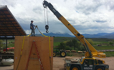 crane lifting crate